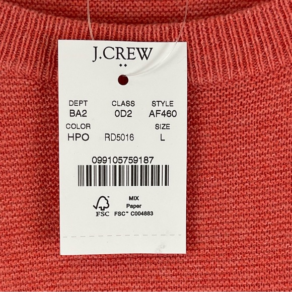 J.Crew 100% Cotton Crewneck Sweater Red Heather Long Sleeve Men’s Size Large NWT - Picture 3 of 13